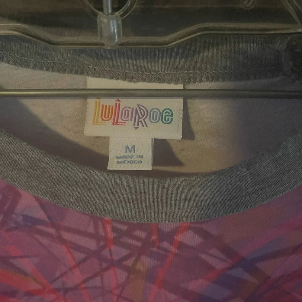 2- Lularoe Randy shirts. Disney print NWT and pink gently used. - Picture 5 of 6